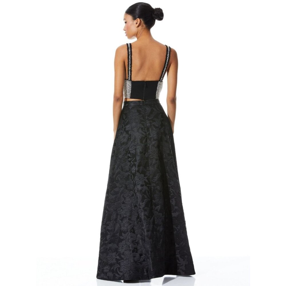 Alice + Olivia Serra Black Assymetrical High Low Skirt 4 NWT $695 - Picture 3 of 8
